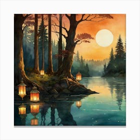 Sunset In The Forest 1 Canvas Print