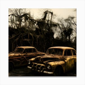 Old Cars In The Woods Canvas Print