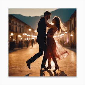 Couple Dancing In The Street Canvas Print