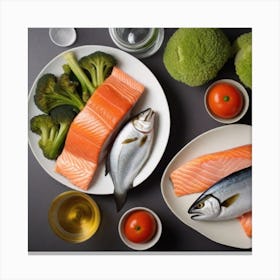 Salmon And Vegetables Canvas Print