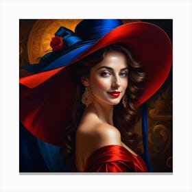 Lady In Red And Blue 1 Canvas Print