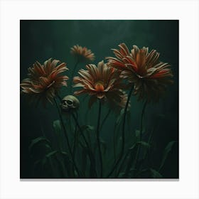 Skulls And Flowers Canvas Print