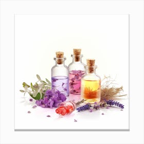 Essential Oils On White Background Canvas Print