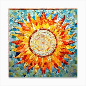 Mosaic Sun A Sun Created From A Mosaic Of Small Tiles 22 Canvas Print