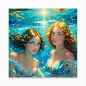 Two Girls In The Water jk Canvas Print