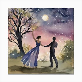 Couple Dancing Under The Moon Canvas Print