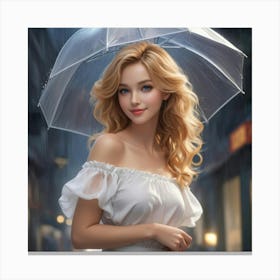 Beautiful Girl With Umbrella 2 Canvas Print