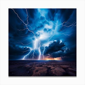 Lightning Storm Over Alien Landscape Canvas Print