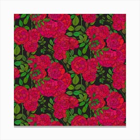 Seamless Pattern With Colorful Bush Roses Canvas Print