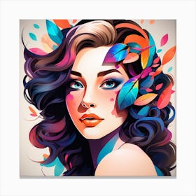 Colorful Girl With Colorful Hair Canvas Print