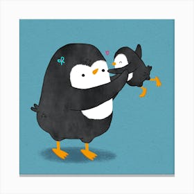 Mother Penguin And Baby Canvas Print