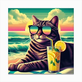 Cat At The Beach  Canvas Print