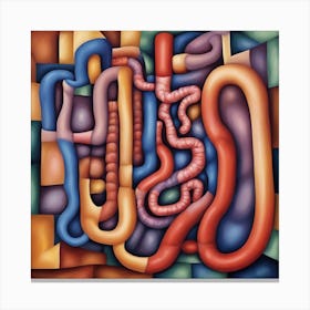 Small Intestine Cubism Style Canvas Print