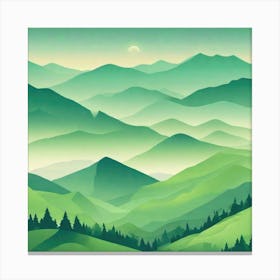 Misty mountains background in green tone 53 Canvas Print