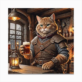 Cat At The Bar Canvas Print