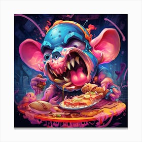 Monster Mouse Eats Pizza Canvas Print