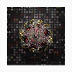 Vintage February Daphne Flower Wreath on Dot Bokeh Pattern n.0831 Canvas Print