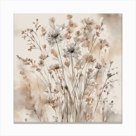 Wildflower , Neutral Muted Colours, Watercolour Canvas Print