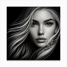 Black And White Portrait Of A Beautiful Woman Canvas Print