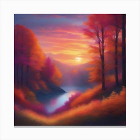 Sunset By The Lake 5 Canvas Print