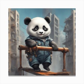 Panda Construction Worker Canvas Print