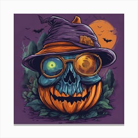 Halloween Pumpkin Skull Canvas Print