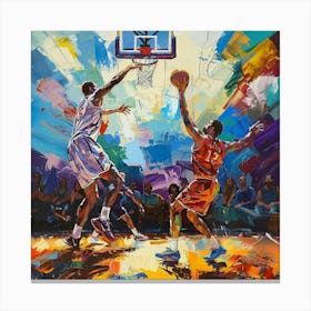 Basketball Players In Action Canvas Print