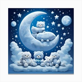 Teddy Bears On The Moon Canvas Print