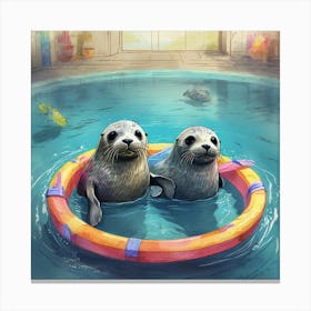 Seals In The Pool Canvas Print