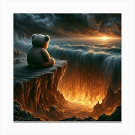 Teddy Bear On Cliff 1 Canvas Print