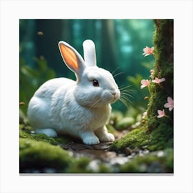 White Rabbit In The Forest 8 Canvas Print