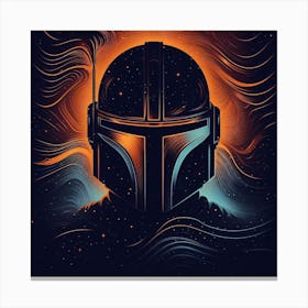 Din Djarin The Mandalorian Cosmic Silhouette Star Wars Art Print Canvas Print
