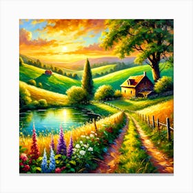 Countryside Bliss Impressionist Painting Lienzo