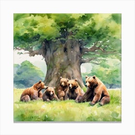 Family Of Brown Bears Canvas Print