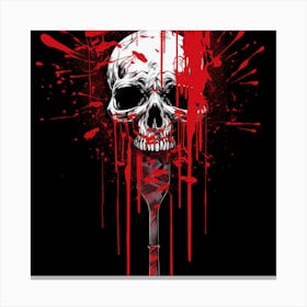 Skull With Knife 2 Canvas Print