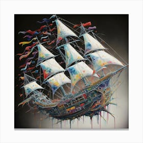 Ship pirates with a splash of colour 2 Canvas Print