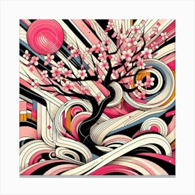 Abstract modernist sakura tree Canvas Print