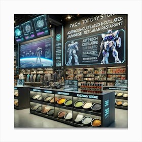 A Futuristic Factory Store Located Inside A Mech F Canvas Print