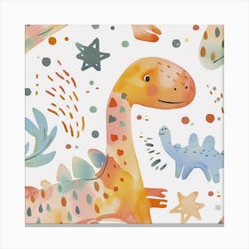 Starry Dinosaur Muted Pastels Pattern 1 Canvas Print