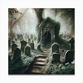 Graveyard Haunted House Canvas Print