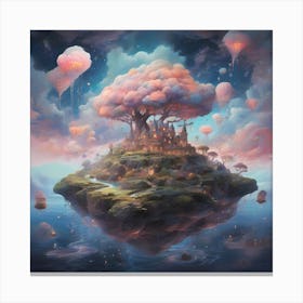 A fantastical dreamscape, optimistic painting Canvas Print