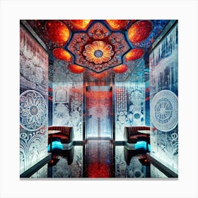 The Interior Architecture Of A Futuristic Restaura Canvas Print