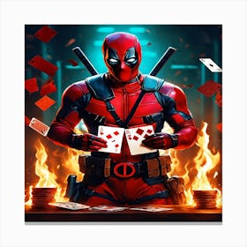 Deadpool Playing Cards Canvas Print