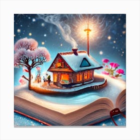 An Open Book Lies On The Sparkling Snow 1 Canvas Print