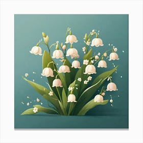 Flowers of Lilies of the valley, Vector art 1 Canvas Print