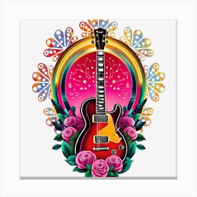 Guitar And Roses 3 Canvas Print