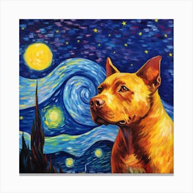 Starry Night Pit Bull 2 Canvas Print