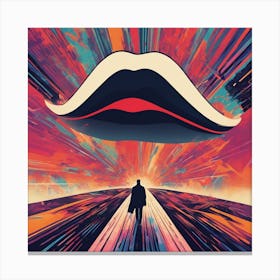 Lips Is Walking Down A Long Path, In The Style Of Bold And Colorful Graphic Design, David , Rainbow Canvas Print