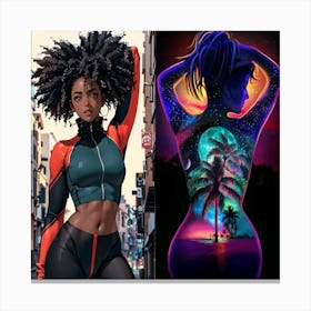 Two Women With Afros Canvas Print