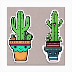 Cactus Stickers 2 Canvas Print